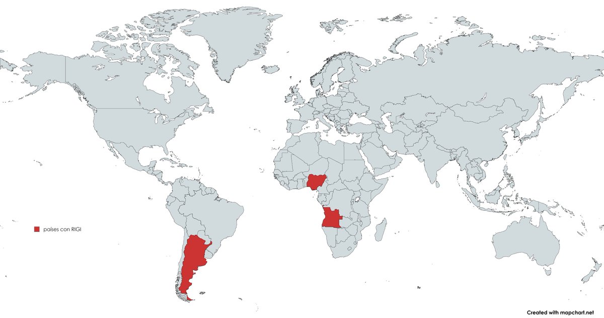 En rojo los países con RIGI: Angola, Nigeria y Argentina. Íbamos a ser Alemania pero no se pudo porque pasaron cosas. Fin.