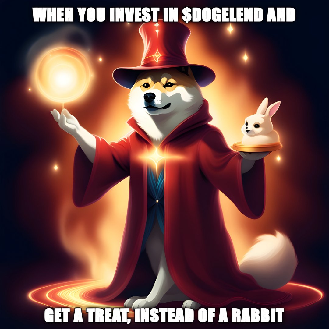 DogeLend's tweet photo. When you invest in #dogelend and get a treat instead of a rabbit! 🐶🚀 

#cryptomeme #dogecoin #investing #memecrypto #funnymeme #DogeLendToken #DogeLend https://t.co/sbqJ9A1dmn