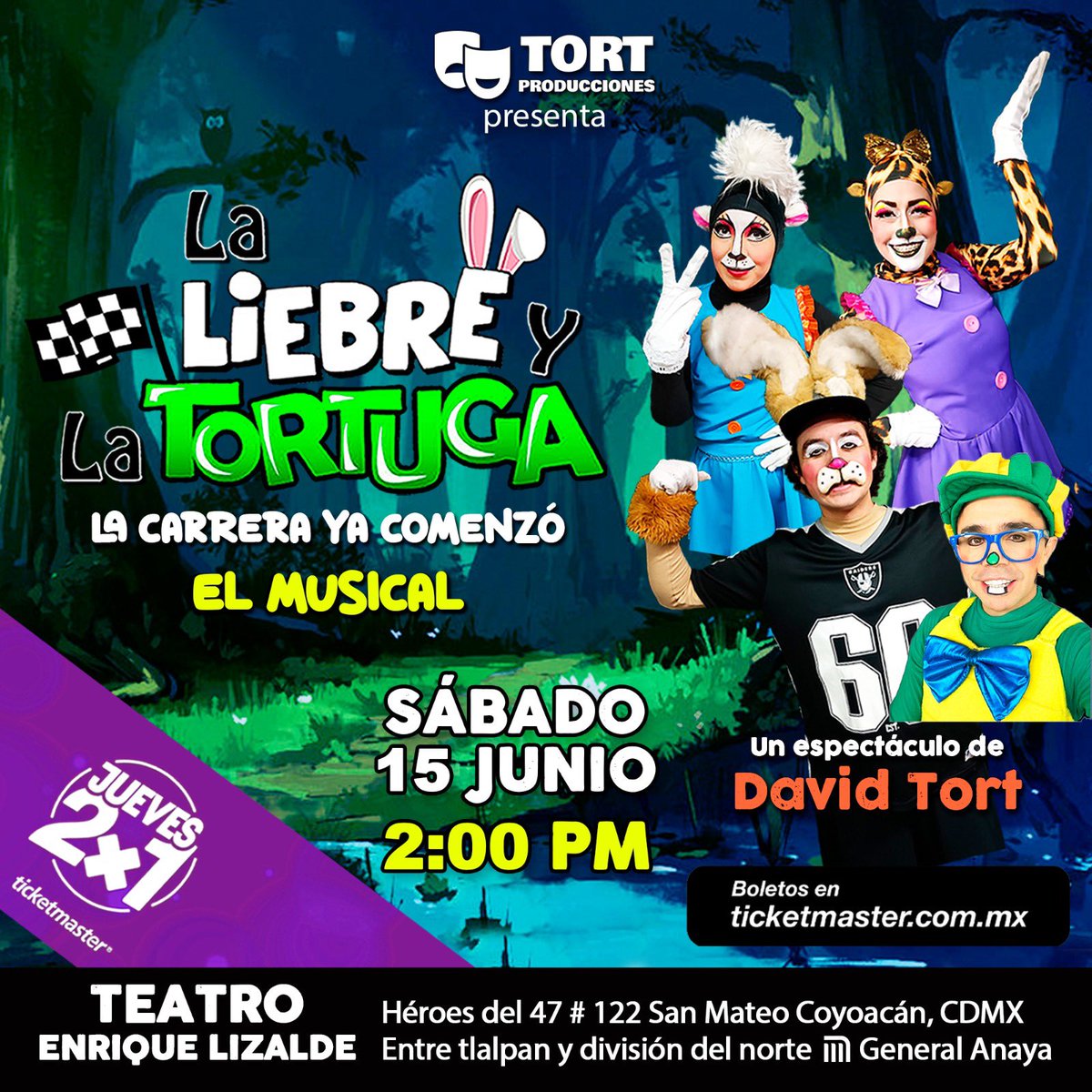 TortProduccion's tweet photo. Hoy puedes adquirir tus boletos al 2x1 con la promoción de @Ticketmaster_Me 

#LaLiebreYLaTortuga 🐰🐢🏁
SUPER EMOCIONANTE
Da click aquí 👇
https://t.co/LcwtdPyRS4 https://t.co/203kh4Vot1