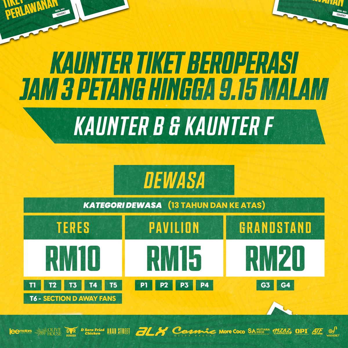 kda_fc's tweet image. 🔰 INFO TIKET PERLAWANAN DI STADIUM DARUL AMAN 🔰

Penyokong boleh mendapatkan tiket fizikal perlawanan Pusingan 16 - Piala FA 2024 KDA FC vs Bukit Tambun FC di Stadium Darul Aman hari ini. Tiket dijual di Kaunter B &amp;amp; Kaunter F bermula jam 3 Petang.

#FACup2024 #FA16 #KDABKT