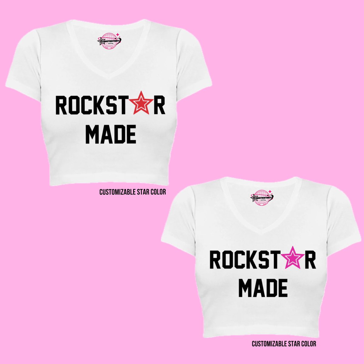 quotedthatco's tweet photo. “ROCKST✮R MADE” BABY TEE!

—————————————————

•Purchases won’t be accepted until July
•Small-2XL
•Customizable shirt, word, and star colors
•Quote request form is linked in bio!

—————————————————
#foryou #clothingbrand #rockstar #tiktok #music #quotedthat! https://t.co/MLgzw78LWl