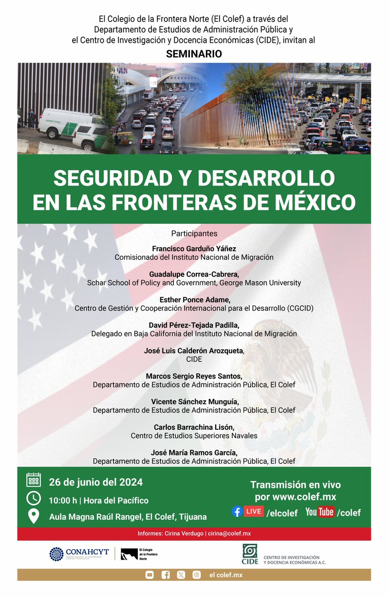elcolef's tweet photo. ¿Cuál es la importancia de las obras que plantean la intersección entre #desarrollo, #defensa y #seguridad para promover un futuro más seguro, próspero y equitativo?  🛡️👥

Acompáñanos al Seminario «Seguridad y Desarrollo en las fronteras de México» en colaboración con @CIDE_MX. https://t.co/I3lLuqeq5E
