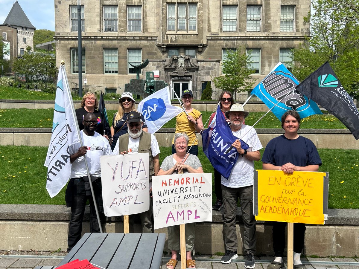 BUFABrock's tweet photo. @BUFABrock stand in solidarity with @AMPL, urging @McGillPresident and @ProvostManfredi to immediately return to the bargaining table to negotiate a fair contract for @AMPL! #AMPL_AMPD_strike #CDNPSE https://t.co/0wUIOVySeP