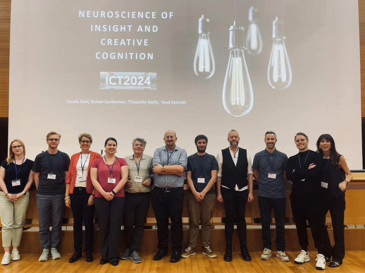 CarolaSalvi's tweet photo. “ Insight et al.,”  I have never seen so many insight researchers together! #ICT2024 hosted 4 symposia on problem-solving, insight and Creativity!!! What a momentum!! https://t.co/VvCwPeUBZ0