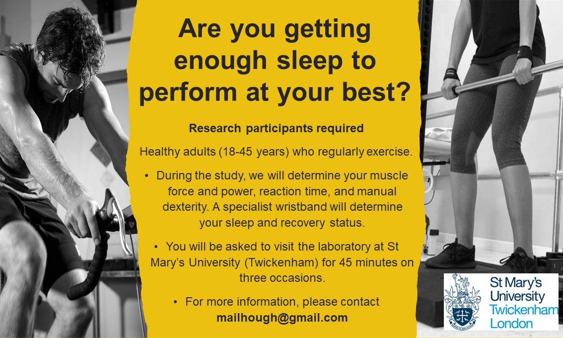 Paul Hough (@the_hough) on Twitter photo Do you have trouble sleeping, or are you a good sleeper? I am recruiting participants for a study <a href="/YourStMarys/">St Mary's University</a> to understand how sleep influences human performance 😴 🚴♂️ 🧑💻 Contact: mailhough@gmail.com or follow: exerciseandsportscience.com/_files/ugd/943… Do you have trouble sleeping, or are you a good sleeper? I am recruiting participants for a study <a href="/YourStMarys/">St Mary's University</a> to understand how sleep influences human performance 😴 🚴♂️ 🧑💻 Contact: mailhough@gmail.com or follow: exerciseandsportscience.com/_files/ugd/943…