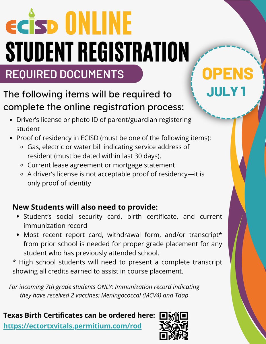 CISD Student Registration opens in 15 days. Do you have your documents ready? #ECISD #StudentRegistration #BackToSchool #Enrollment