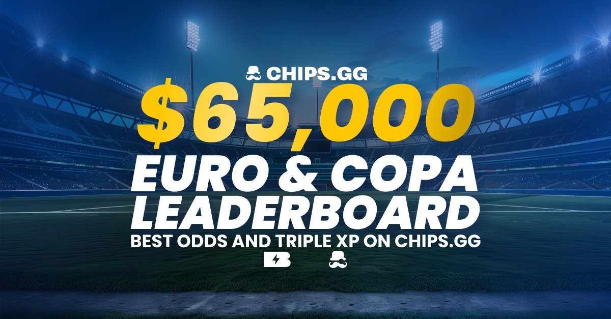 chipsgg's tweet photo. Chips Sportsbook is hosting a $65,000 Leaderboard to celebrate the 2024 EURO & COPA! 🏆

Comment your Chips Username if you need help getting started 👇