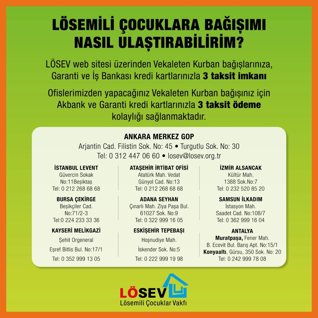 #HerKurbanLösemiliÇocuklaraCan 
<a href="/losev1998/">LÖSEV</a>