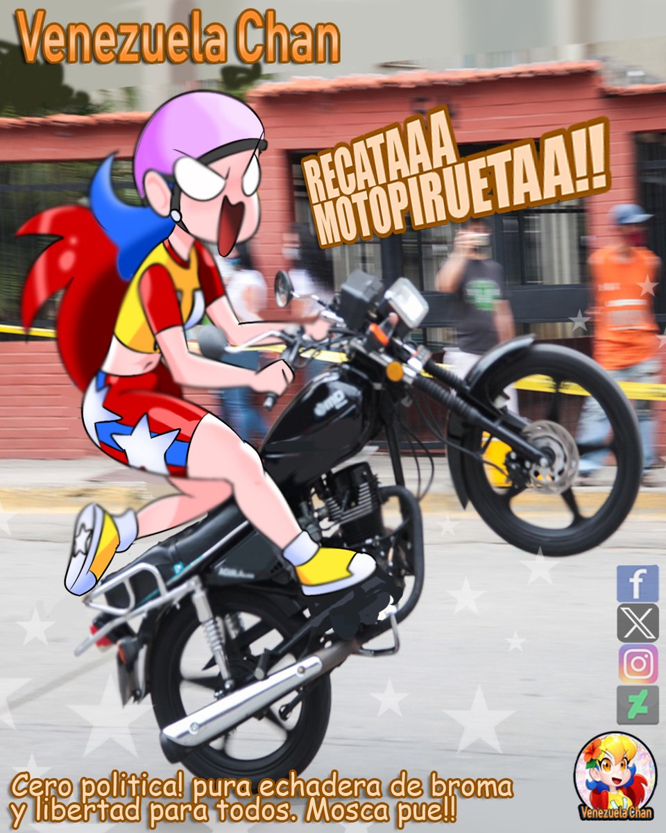 Venezuela_Chan's tweet photo. Venezuela Chan 
Motopirueta

Ojo no me asocio con nada politico
solo con la diversion y mi leal caballito
recataaaaa!! https://t.co/LScso1fK6K
