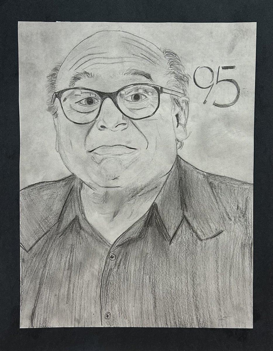 MsCaseyLeonard's tweet photo. For their final portrait project, my high school students who don’t submit a picture of themselves have to draw @DannyDeVito. Here are some of the best ones! #arteducation #highschoolart #portrait https://t.co/owV6Mm0kgV