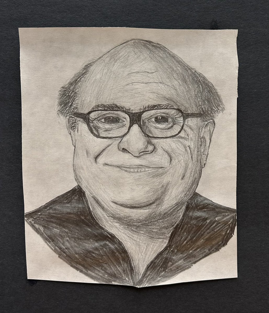 MsCaseyLeonard's tweet photo. For their final portrait project, my high school students who don’t submit a picture of themselves have to draw @DannyDeVito. Here are some of the best ones! #arteducation #highschoolart #portrait https://t.co/owV6Mm0kgV