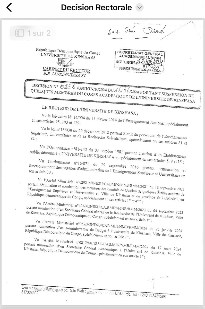 rkitsita's tweet photo. #RDC: Pour avoir pris l’initiative de remettre officiellement au Professeur Vital KAMERHE dans son cabinet
de travail à l'Assemblée Nationale sa toge de Professeur, prérogative reconnue au Recteur de l'Université de Kinshasa ou à ses délégués; Sont suspendus de toutes leurs fonctions à la Faculté des Sciences Économiques et de Gestion de l'Université de Kinshasa, les Professeurs BATAMBA BALEMBU, SINZIDI KABUKI, ALY KYAMASA, MBATSHI Honoré, NEMOYATO BEGEPOLE et BOFOYA KOMBA