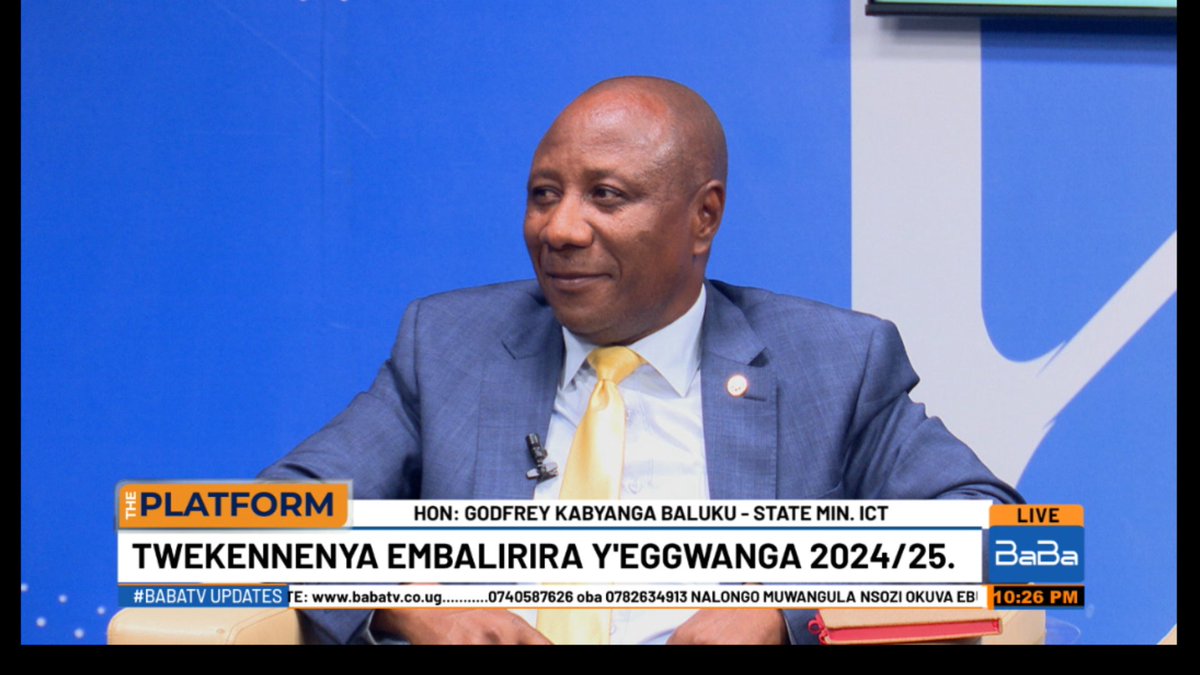babatvuganda's tweet photo. Bajeti Nnungi nnyo kubanga elowooza kuba na uganda kunsonga nga security nokwekulajulanya - HON. Godfrey Kabyanga Baluku; Minister of State for ICT and National Guidance #BabaTVUpdates #THE_PLATFORM Follow Baba Television Uganda for more. https://t.co/klbASLVBpw