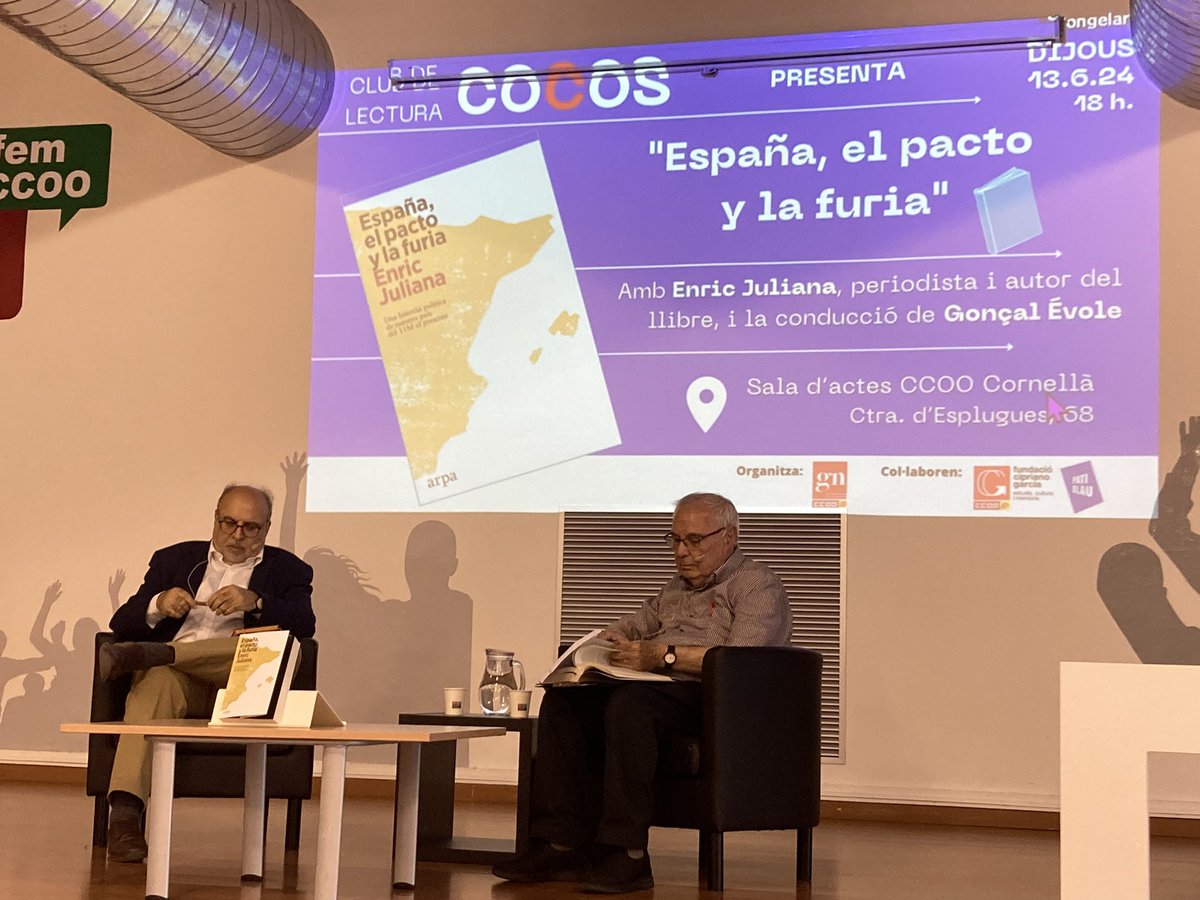 MandreuBcn's tweet photo. Presentat per @JmRomero73 i guiat per Gonçal Évole, el cartògraf @EnricJuliana ha dictat una lliçó política i periodística magistral a la seu de @ccoo_bll_apag @ccoocatalunya en la presentació del seu darrer llibre al #clubCOCOS @FundCipriGarcia https://t.co/5VzCQFz6lS