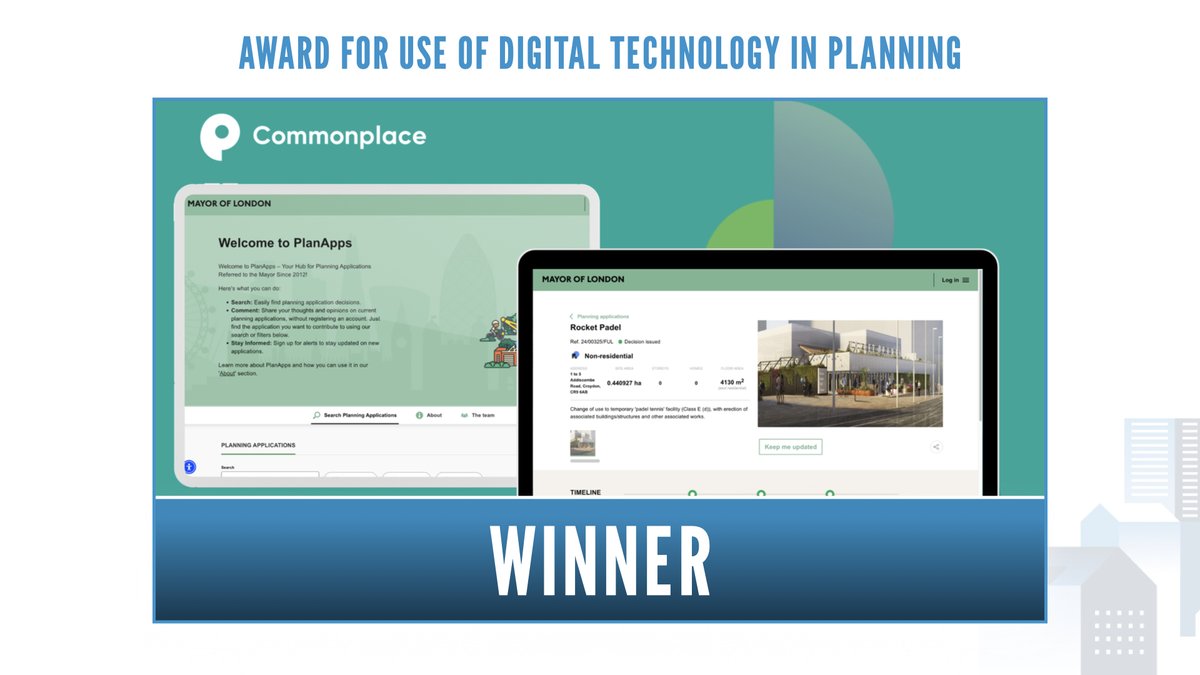 💻 <a href="/Cmnplace/">Commonplace</a>, congrats on winning the Use of Digital Technology in Planning award at the #PlanningAwards! Your innovations are leading the way!