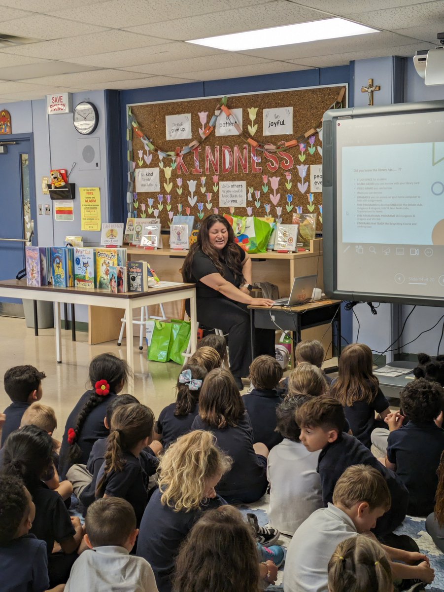 StGregoryCA's tweet photo. Today, in our LLC, we were visited by Dalia from The Vaughan Public Library who engaged the K-2 students in a book talk, a read aloud &amp; talked to them about the great things you can do at our VPL locations over the summer break. @car_carm @ycdsb @vaughanpl https://t.co/7fkN65A4Vl