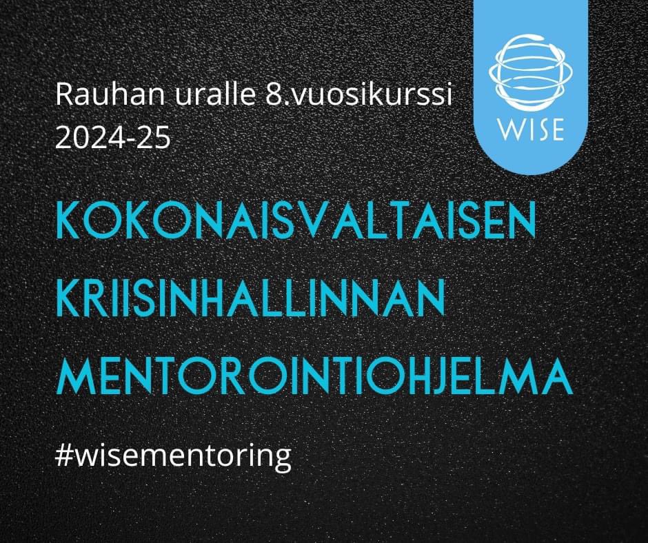 WISE | WISEn kokonaisvaltaisen kriisinhallinnan mentorointiohjelmaan tuli jälleen kerran runsaasti hyviä hakemuksia. Näiden joukosta on nyt valittu 20 uutta innokasta aktoria aloittamaan ohjelma ensi syyskuussa. Lämmin kiitos kaikille hakijoille ja muille kiinnostuneille!