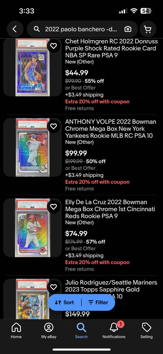 FattyOaks's tweet photo. @AskeBay @eBay how does this not fall under search manipulation? When I search from paolo cards I get these because he lists them with multiple players. When I report it, you denied it? Is this allowed. Looks like a lot of his account is like this. @CardPurchaser https://t.co/LmHnSvjj0T