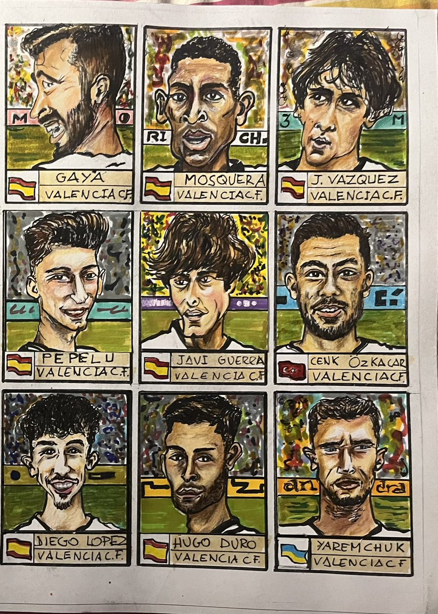 AlbbaSaez's tweet photo. ¡Hola, @valenciacf! Mi padre es un artista y ha dibujado a algunos jugadores de la plantilla. Se merece un RT al menos, ¿no? 😉 #Amunt https://t.co/VaSYQgWsHA