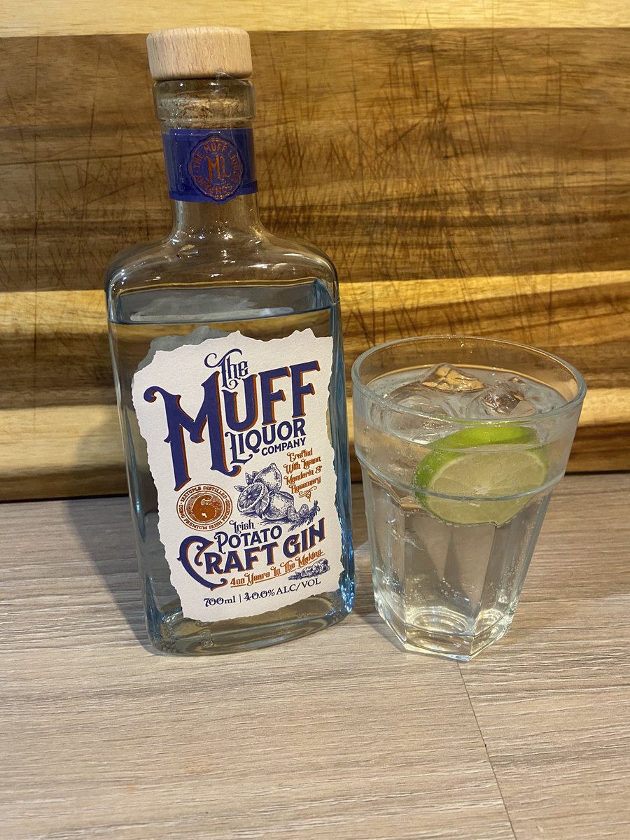 Very pleased with my recent gift of <a href="/MuffLiquorCo/">The Muff Liquor Company</a> potato-based gin
Strong orange aroma upon opening. The spud base is notably softer than the 'usual' dry gins
The overall taste is a delightful citrus. I'm definitely into the Muff
