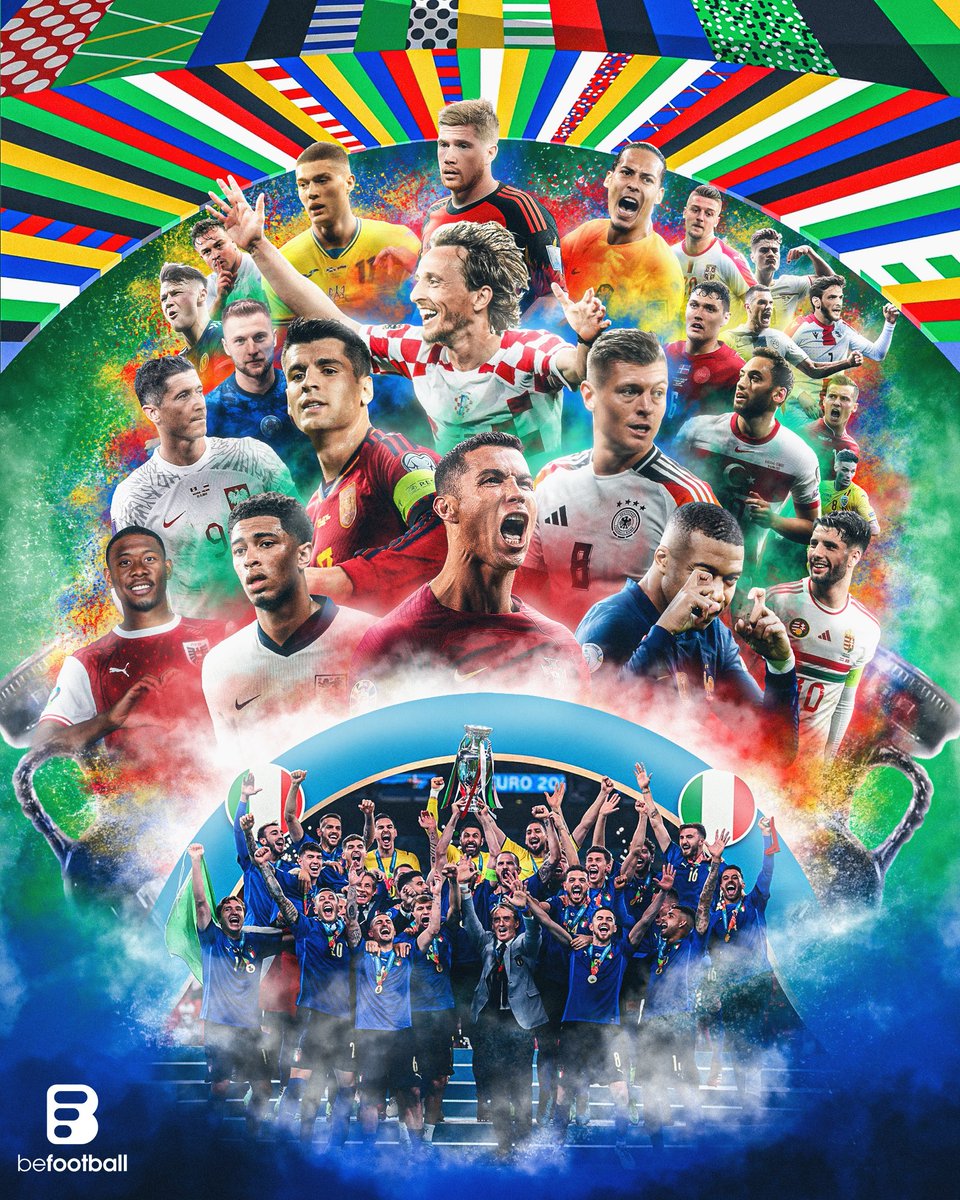 _BeFootball's tweet photo. 🚨 𝗟'𝗘𝗨𝗥𝗢 𝟮𝟬𝟮𝟰 𝗗𝗘́𝗕𝗨𝗧𝗘 𝗘𝗡𝗙𝗜𝗡 𝗔𝗨𝗝𝗢𝗨𝗥𝗗'𝗛𝗨𝗜 🤩🏆

24 équipes : qui sera le grand vainqueur et succédera à l'Italie ? 👀 https://t.co/fu5lr2buKM