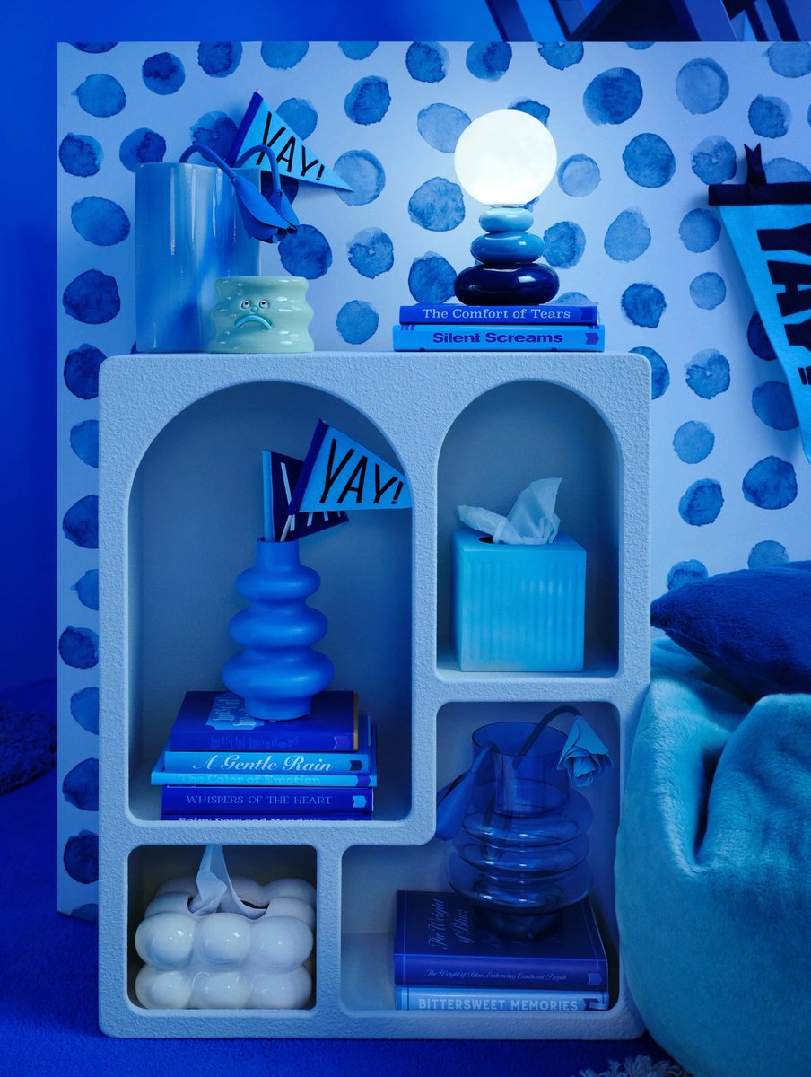 InsideOut_2's tweet photo. Sadness book Echos of Solitude yay, her glasses, the napkins and the cloud pillow. Wauw so well done! Love the color. AirBnb #InsideOut2 Las Vegas, Nevada, USA. https://t.co/zmFCJDOw0B