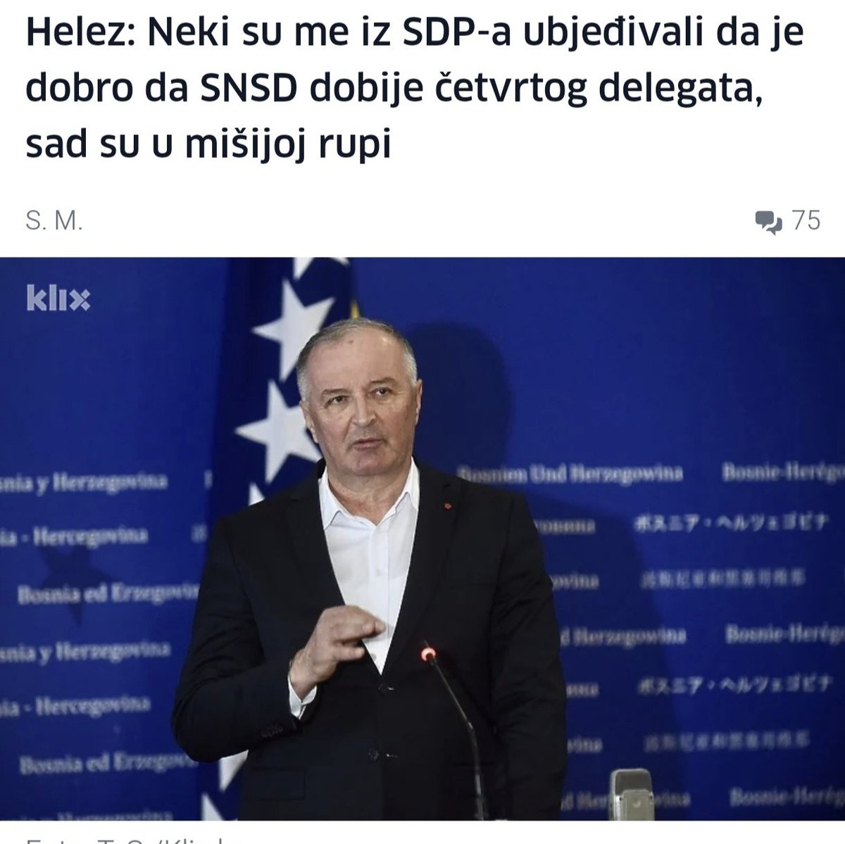 Konačno potvrđeno da je SDP dao četvrtog delegata u Domu naroda i ključ za blokadu države Dodiku i SNSD-u.
Ovo je potvrda da su predstavnici SDP-a javno lagali građane tvrdnjama da nisu podržali SNSD-ovog četvrtog delegata.
