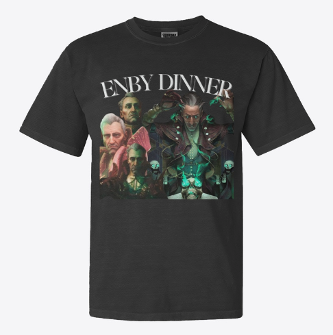 hey all you horny dragon age motherfuckers, we're here with unhinged merch to feed you while we wait for Veilguard. 😈 Girl dinner, boy dinner, and enby dinner options for the Egg, the writer, the scout, and that old man