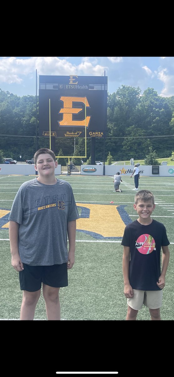 My grandsons had a great day at ETSU football camp, thanks Coach Lamb !!