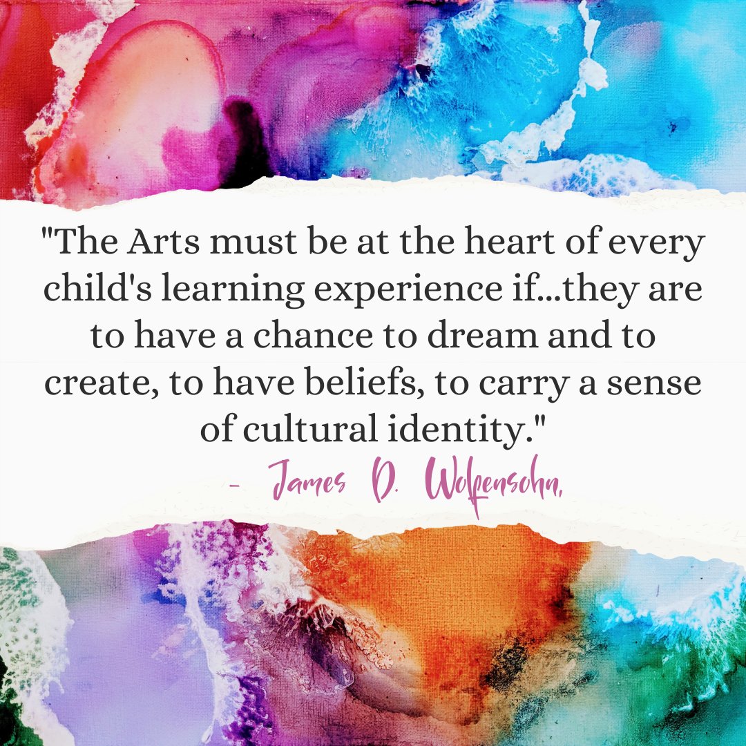 Today our inspiring quote comes from the former chairman of the Kennedy Center for the Arts. #ArtsEducationMatters #SummerBreak2024