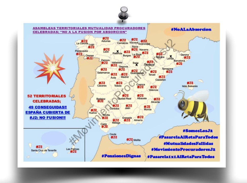 Reme_Procurador's tweet photo. Fruto del trabajo unido llevado a cabo x procuradores mutualistas unidos en nuestro objetivo d #PasarelaAlRetaParaTodos queda reflejado en este mapa q salió d mi cabeza y dia a dia he ido actualizando, este es el homenaje a todos mis compañeros a quienes os lo dedico. Gracias!!! https://t.co/xWndEr8vGZ