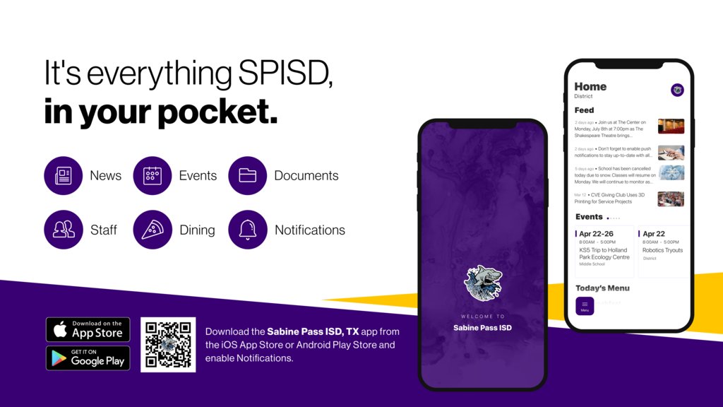 Stay up to date with the latest student stories, events, and news updates. It's everything SPISD, in your pocket. If you haven't already, download the app!
Download for Android bit.ly/2Up7jEp
Download for iPhone apple.co/2XuXqHl