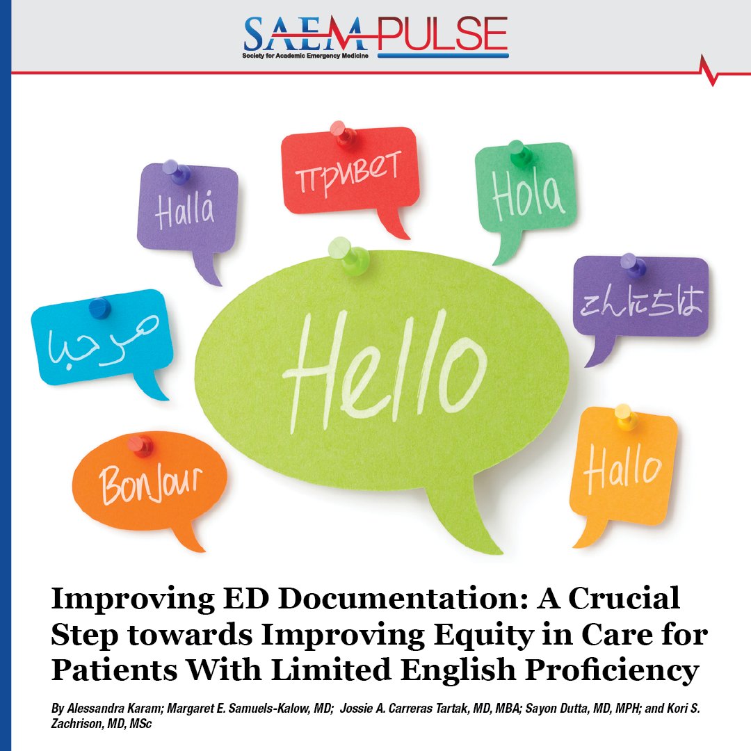 SAEMonline's tweet photo. From #SAEMPulse: "The current state of interpreter usage for patients with Limited English Proficiency (LEP) in emergency departments (EDs) is not well known, likely due in part, to inadequate documentation
of patients’ language preferences." 

Read Now: https://t.co/pJr9A19nyw https://t.co/dajbUDGsrS