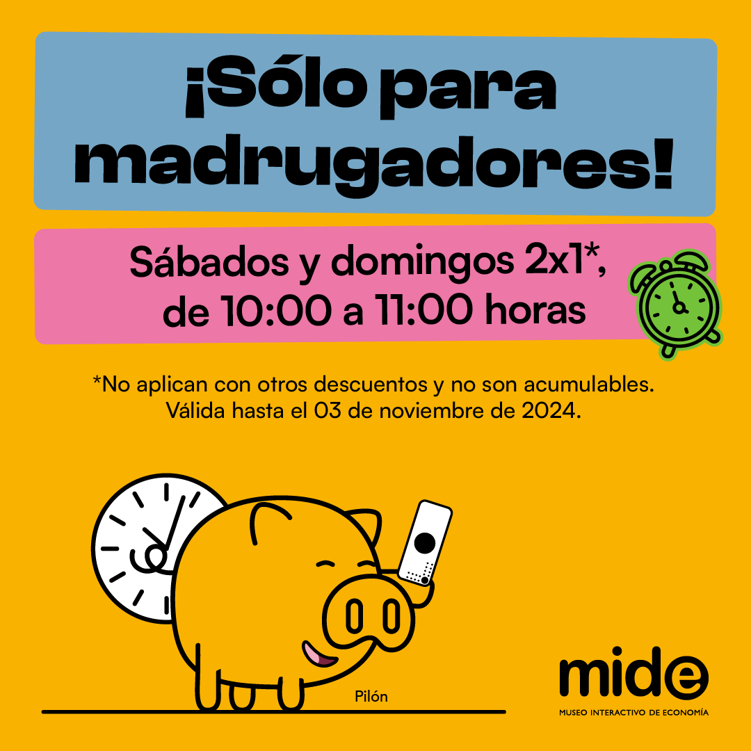 MuseoMIDE's tweet photo. Este fin de semana, #VenAlMIDE🟢 con un amigo, familiar o pareja y disfruten juntos pagando sólo una entrada. 🤩
🎟️✨ Recuerda que esta promoción aplica de 10 a 11 de la mañana, sólo sábados y domingos. https://t.co/bEjrjgz3mb