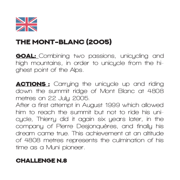 Challenge n°8 : Le Mont-Blanc (2005) – Associer deux passions, le monocycle et la haute-montagne, pour monocycler depuis le point culminant des Alpes #monocycle #unicycle #Année2022 #einrad #monociclo #isère #sport #Grenoble