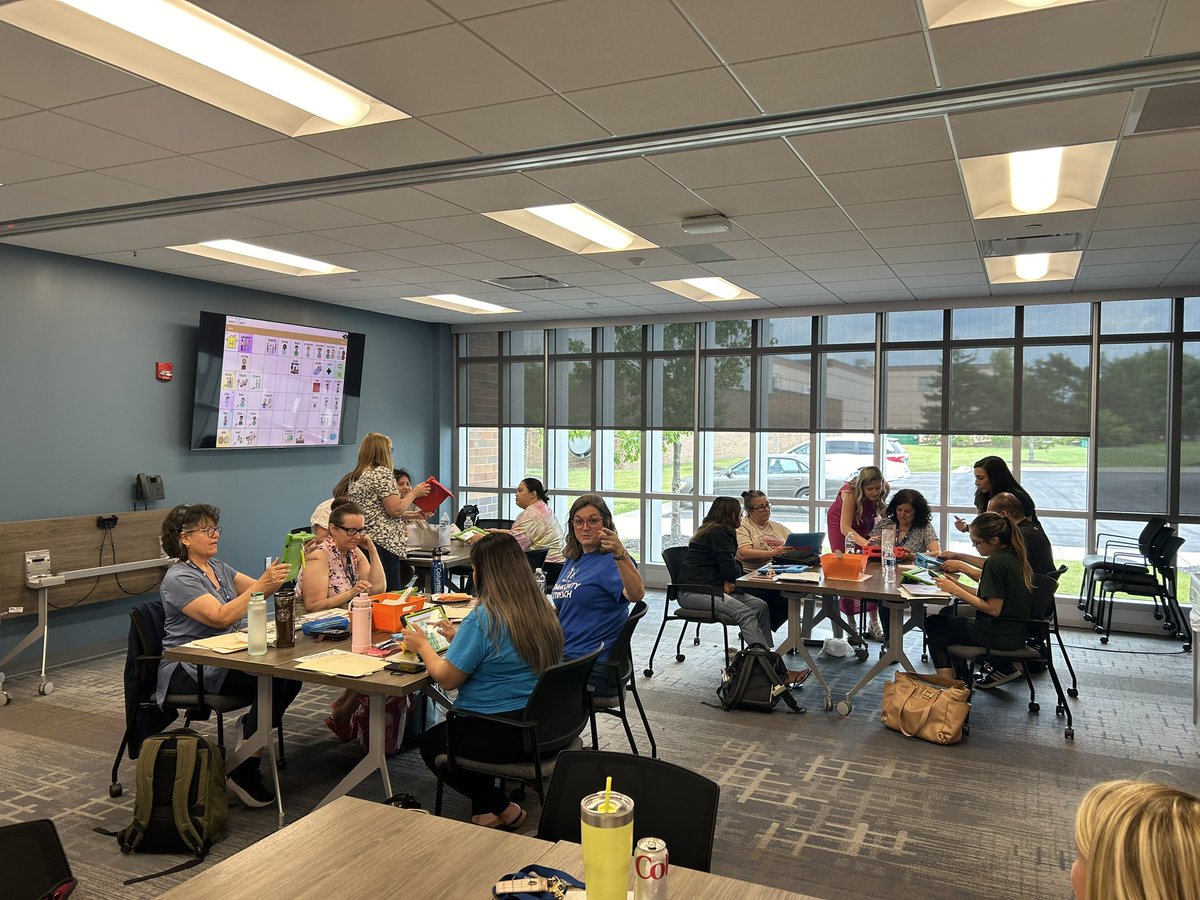 A great summer PL session on utilizing the TouchChat AAC communication tool. Great group of staff fully engaged in hands on learning. Love it! #D59Learns