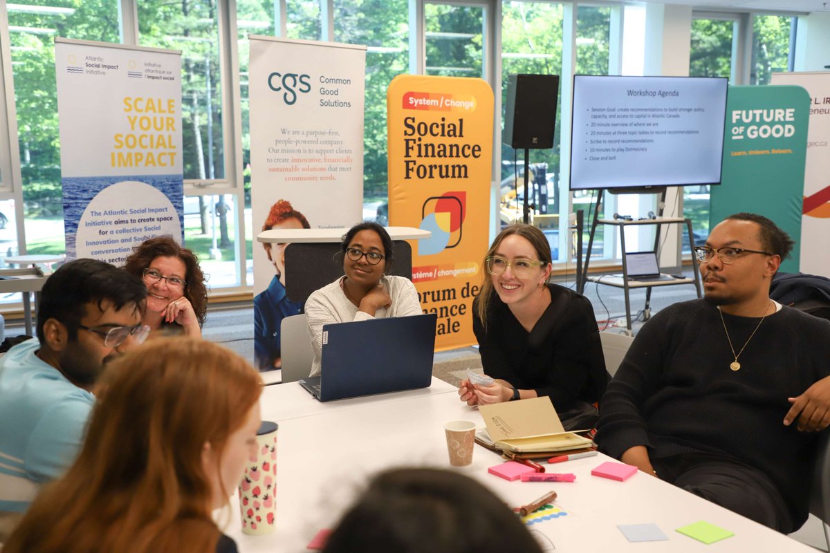 commongood4all's tweet photo. We were thrilled to partner with @FutureofGood to bring this event to life, filling the room with changemakers from across Atlantic Canada for the Hybrid Social Finance Forum in Halifax.  Thank you to everyone who came out and joined in the event and workshop! https://t.co/xq1JR5H5Ey