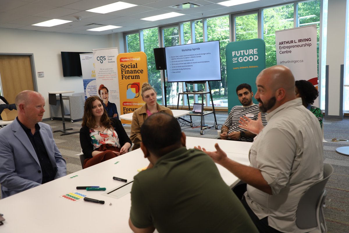 commongood4all's tweet photo. We were thrilled to partner with @FutureofGood to bring this event to life, filling the room with changemakers from across Atlantic Canada for the Hybrid Social Finance Forum in Halifax.  Thank you to everyone who came out and joined in the event and workshop! https://t.co/xq1JR5H5Ey