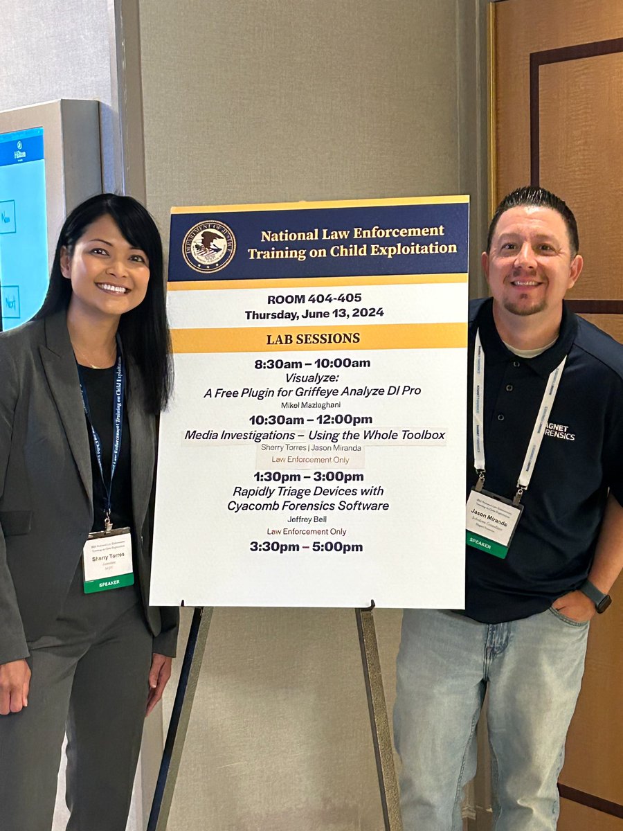 ess_torres's tweet photo. Another fantastic lab session with Jason Miranda at #NLETCE! So much excitement from attendees over the ability for @MagnetForensics Griffeye users to sync directly with the #ProjectVIC-US database. Exciting times ahead!
#NCJTC #ICAC #lawenforcement #techforgood https://t.co/I9DQQEIfyU