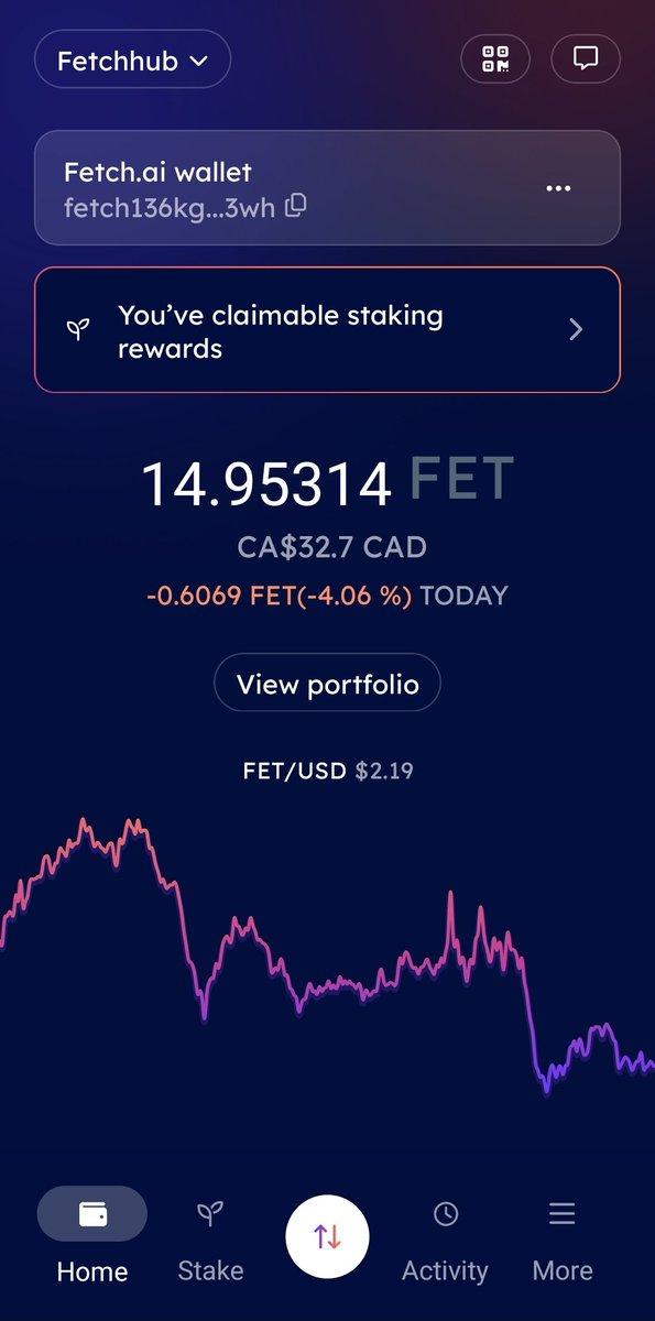 GeoStaking's tweet photo. Some more insight into what the new $FET Mobile Wallet by @Fetch_ai looks like! 🌋

From our test, the UI is clean, the UX is smooth and the wallet does allow for staking if you wanted to help support us at #GeoStaking 👀

#ASI $ASI $AGIX $OCEAN #decentralizedAI #AIAgent https://t.co/8RJHcIIQV5