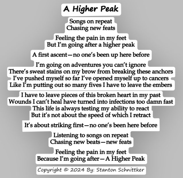 stanton_2o's tweet photo. A Higher Peak
Daily Post #693
-
#higherpeak #peak #peaks #art #artist #writer #writing #author #poetry #poet #poets #poems #poem #pain #fyp #fypシ゚ #fypシ゚viral #fypシ゚viralシ #foryoupage #foryou #foryourpage #PoemADay #poetrylovers #poetrytwitter #PoetryCommunity #success https://t.co/stwixPe9qh