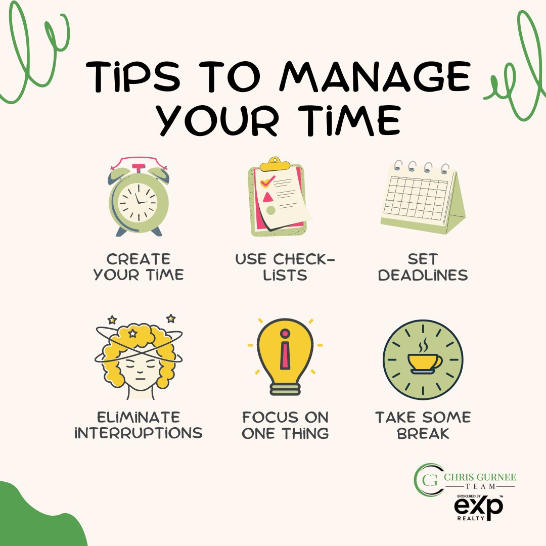 chrisgurnee112's tweet image. Time is your most valuable asset! ⏰ Unlock your potential with these effective time management strategies. #MakeTheMostOfIt #TimeManagementGoals #chrisgurneeteam #exprealty