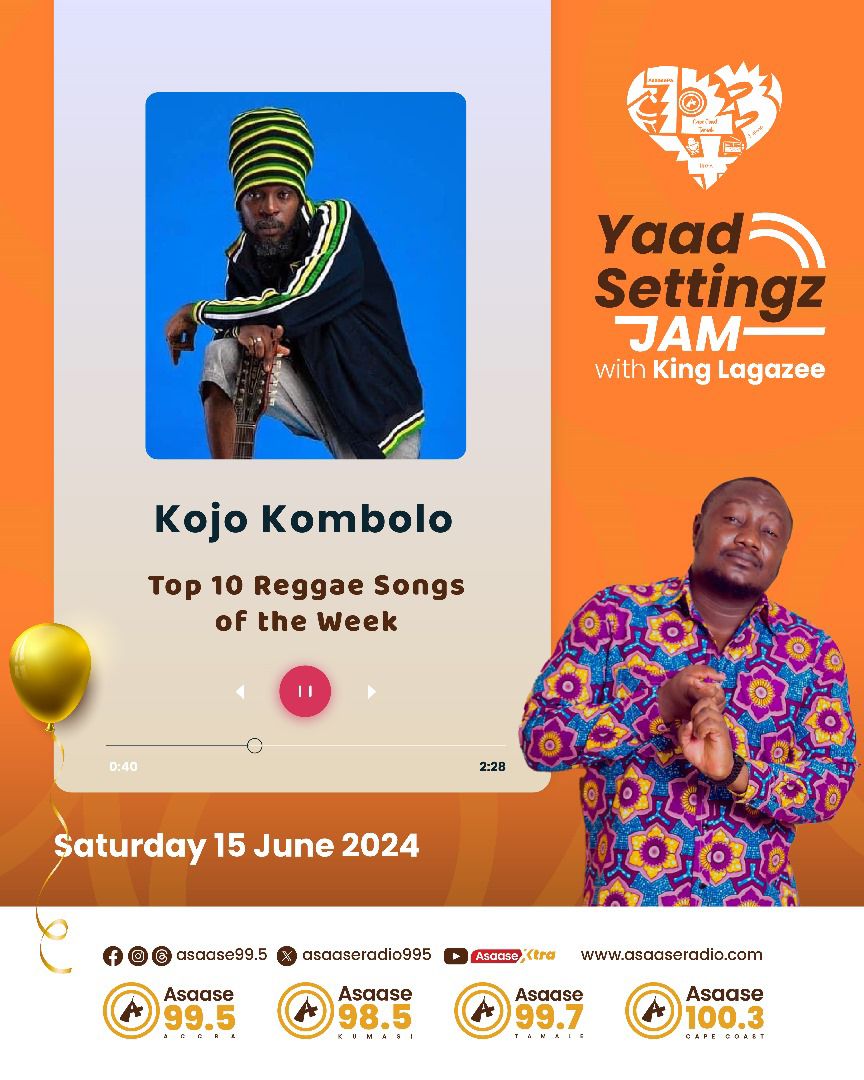 asaaseradio995's tweet photo. #YaadSettingzJam With @KingLagazee On #AsaaseRadio, Saturday • 6-8pm 

Top 10 Reggae Songs Of The Week featuring The Strength A Fire “ #KojoKombolo “

What Are Your Top 10 Reggae Songs Of  @KojoKombolo ?

List them…

15 June 2024

Stream : https://t.co/hJTkaX27t4 https://t.co/RjxJfeirpU