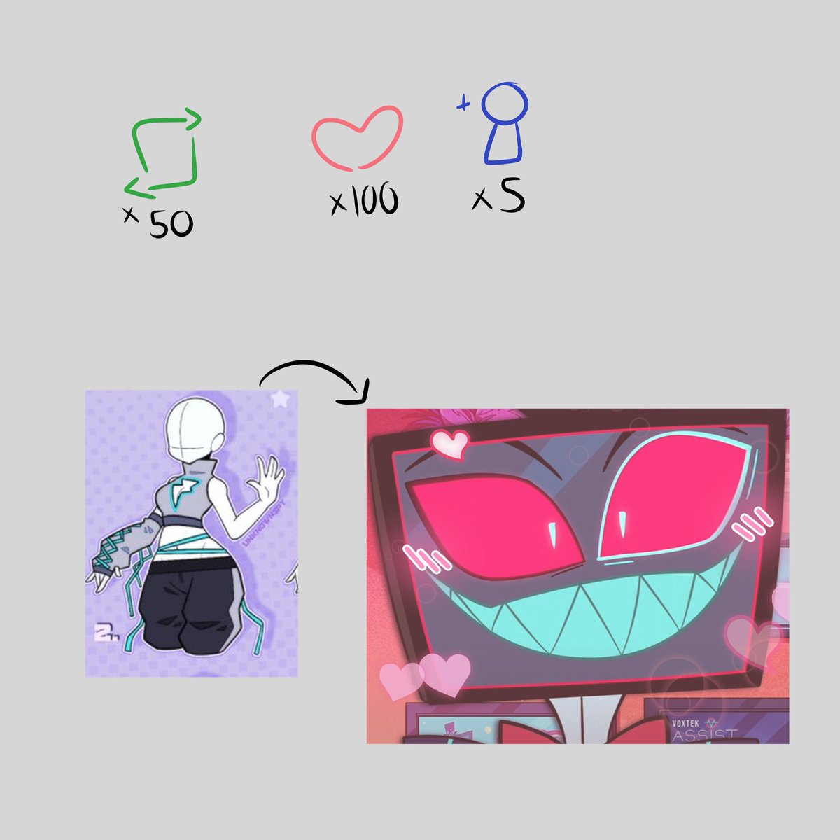 ok i really wanna do this

i guess likes aren’t the best anymore but still if this gets the retweets + followers i’m drawing his cute ass in this pronto ✌️

#HazbinHotel #hazbinhotelvox