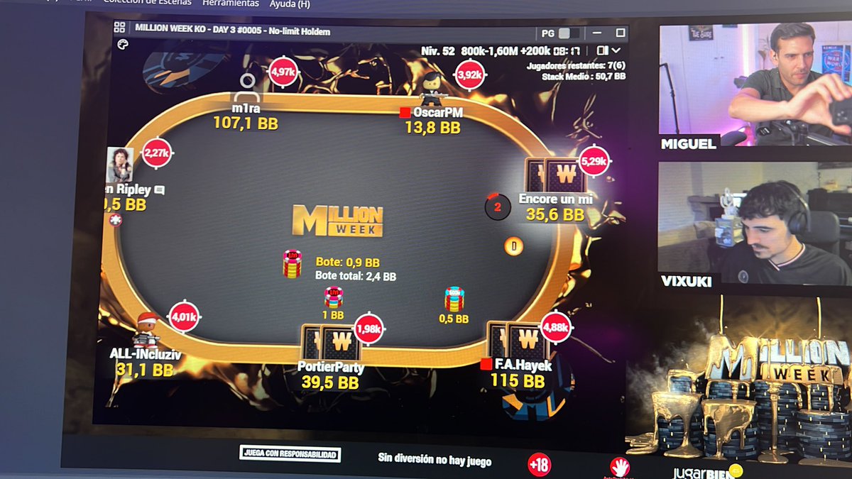 spadejack10's tweet photo. Mesa final en la Millions Week de @Winamax_Espana con dos españoles en liza por más de 70.000 €

https://t.co/yaDx78nRMe

Con mi pana @VixukiPoker https://t.co/wSZKEMMx4r