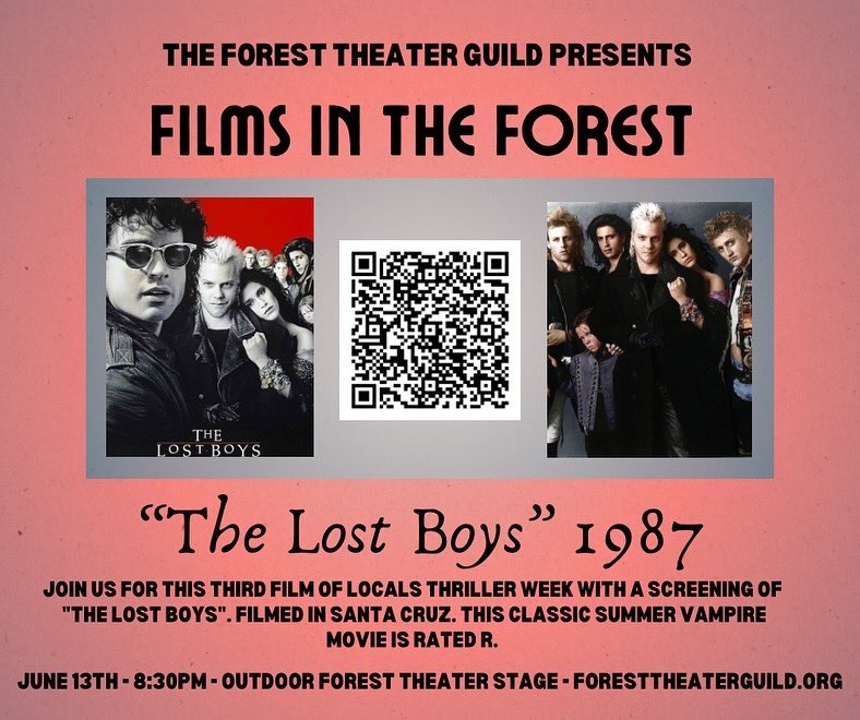 Forest_Theater's tweet photo. Tonight for Locals Week #thelostboys  - see you there! #filmsintheforest #foresttheaterguild #carmelbythesea https://t.co/TuJfnpZWi9