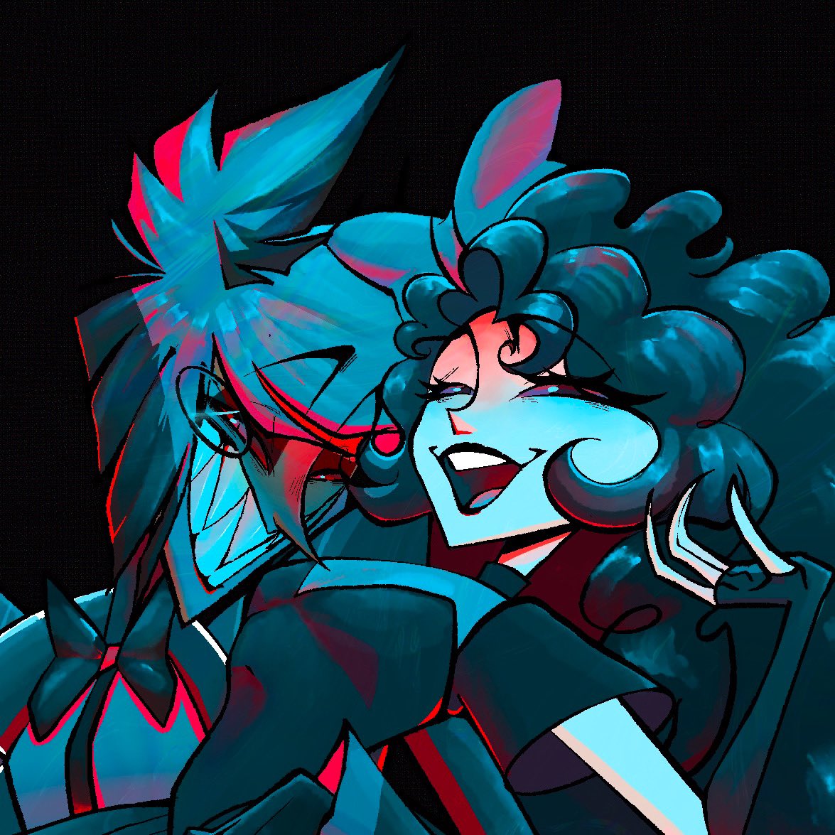 sqyiggles's tweet photo. Fullbody Render for @DappersDoodles of Alastor and their OC! https://t.co/3bJ0murLHh