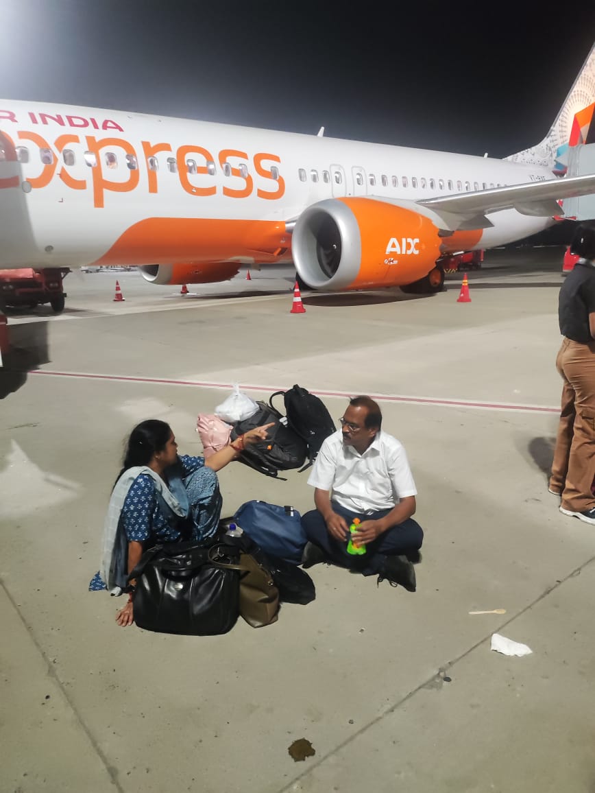 SamirNyk's tweet photo. Heartbreaking scene on IX-559: delayed, rerouted &amp; abandoned. Passengers, including differently-abled, seniors &amp; infants, left to fend for themselves after the pilot &amp; crew walked off in Kolkata at midnight. This is unacceptable! @AirIndiaX @DGCAIndia @Ministry_CA @AAI_Official https://t.co/UlcxPjSGKE