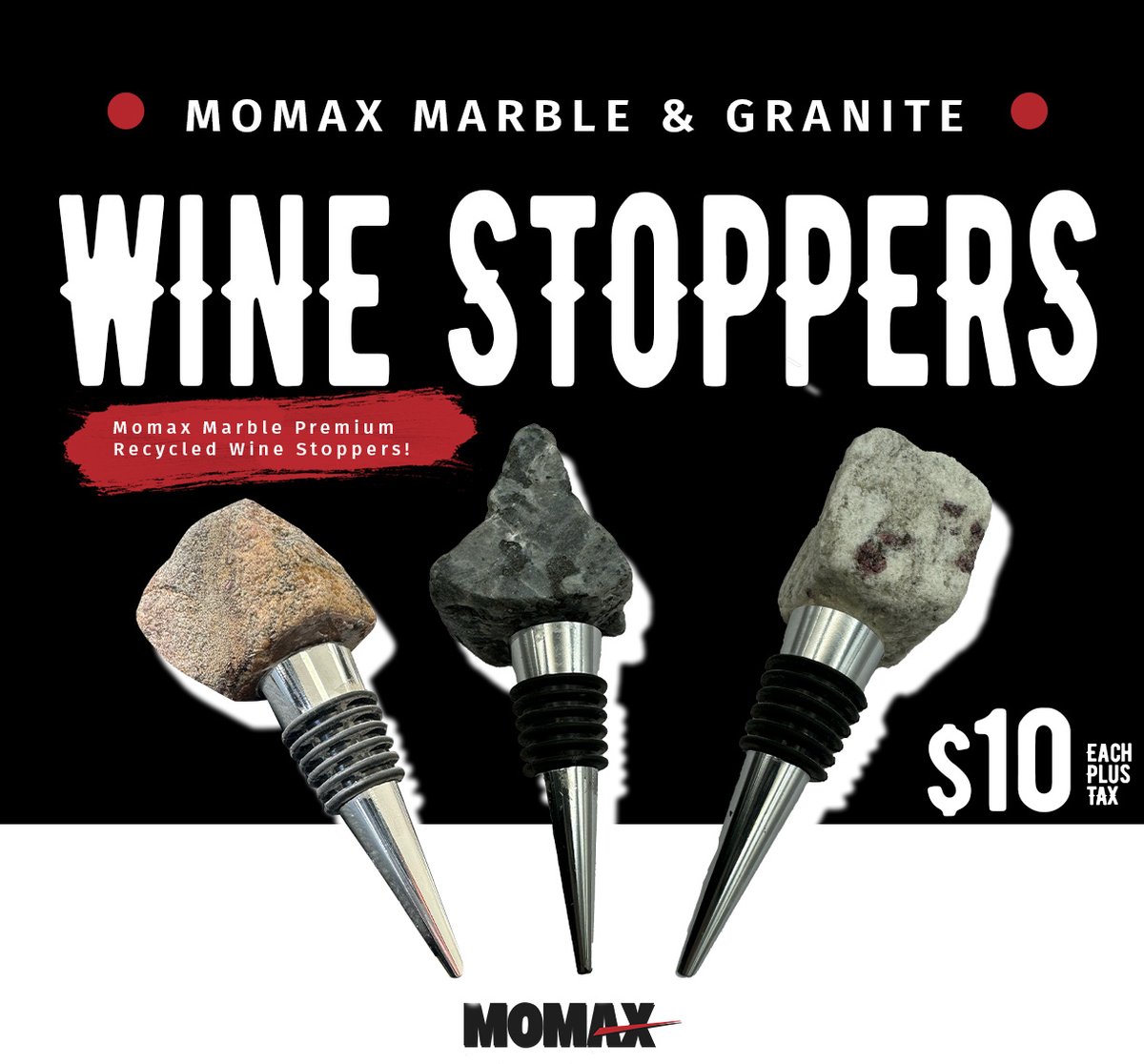 MomaxMarble's tweet photo. Come check out all of our recycled granite bar accessories, like our granite wine stoppers. Let's all cheers to sustainability!

#RecycledGranite #WineLovers #EcoFriendly #teammomax https://t.co/zNDtG0Q1hX
