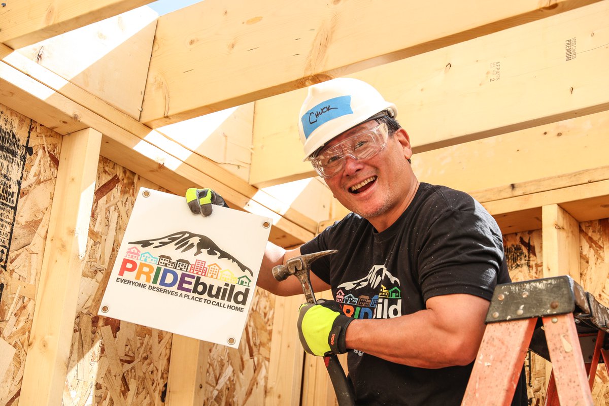 habitatskc's tweet photo. A special thank you to our #PrideBuild sponsor, Hudson Pacific Properties, for joining us at our Yarrow Cottages site for a build day. Your support makes our work possible. https://t.co/MY5RUHvJa7
